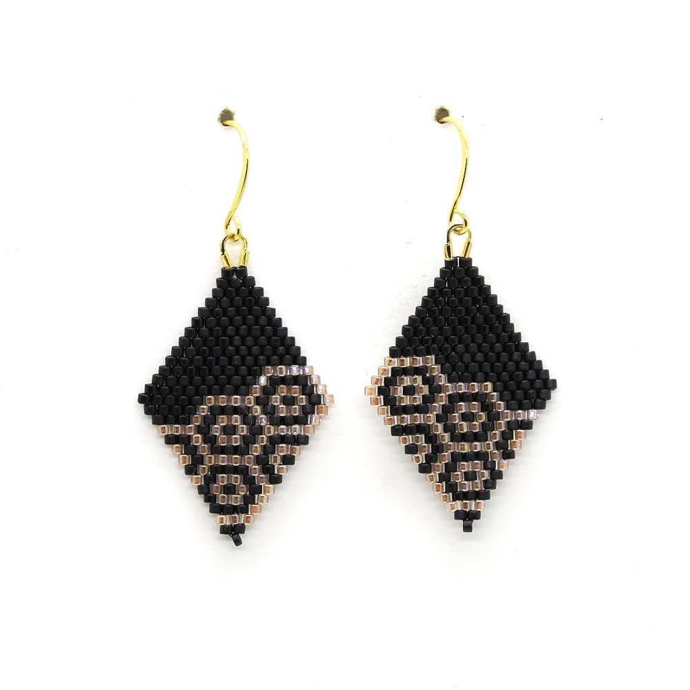 Black Iridescent Geo Earrings